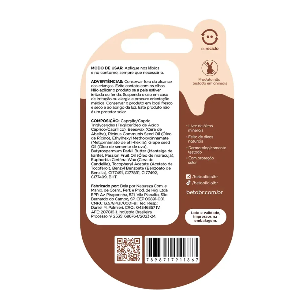 Hidratante Labial Beta Sabor Chocolate 9,5g - foto 4