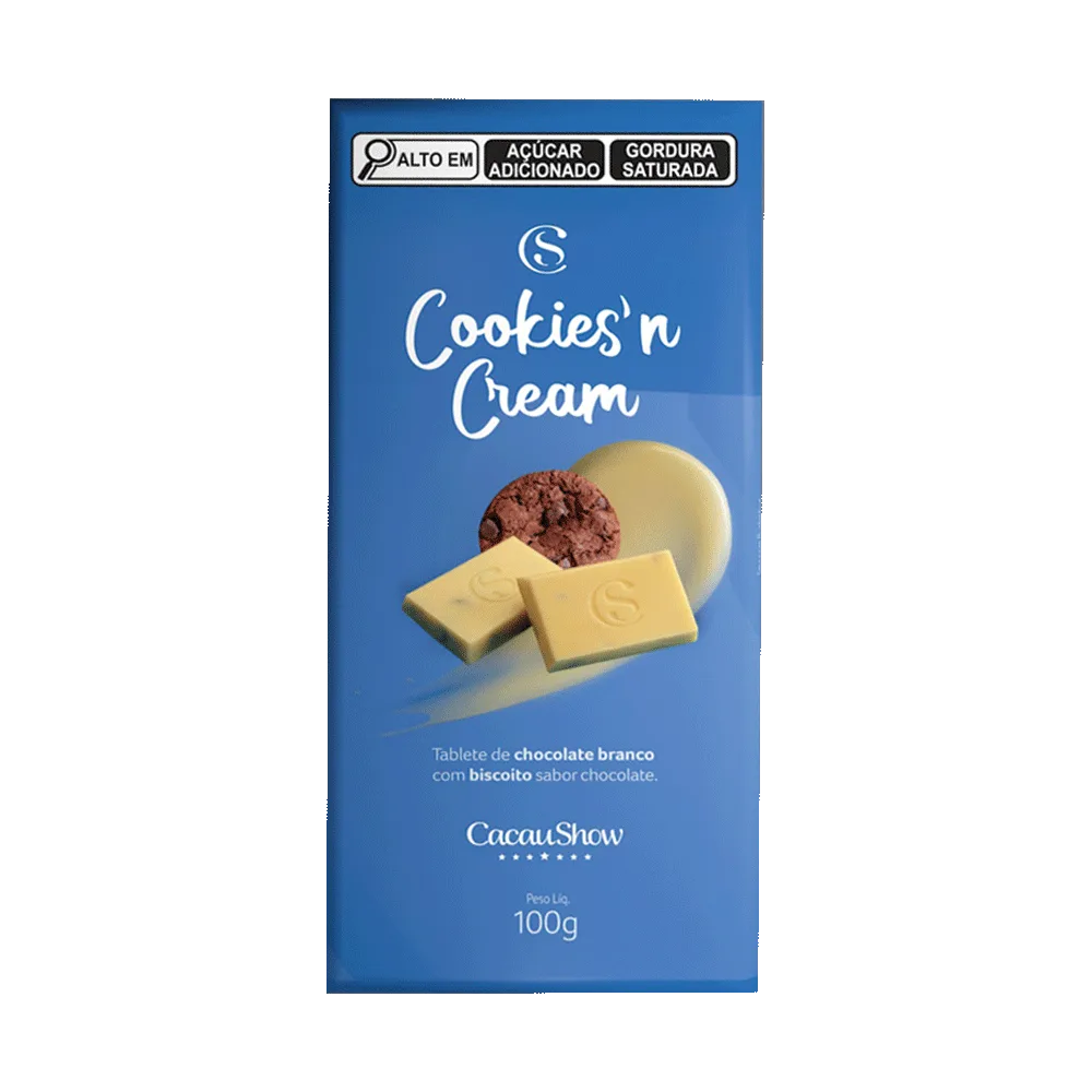 Tablete Cookies'N Cream de Chocolate Branco 100g - foto 1