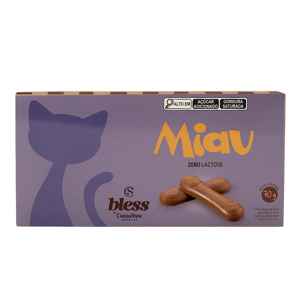 Tablete Miau Bless Zero Lactose ao Leite 70g - foto 1