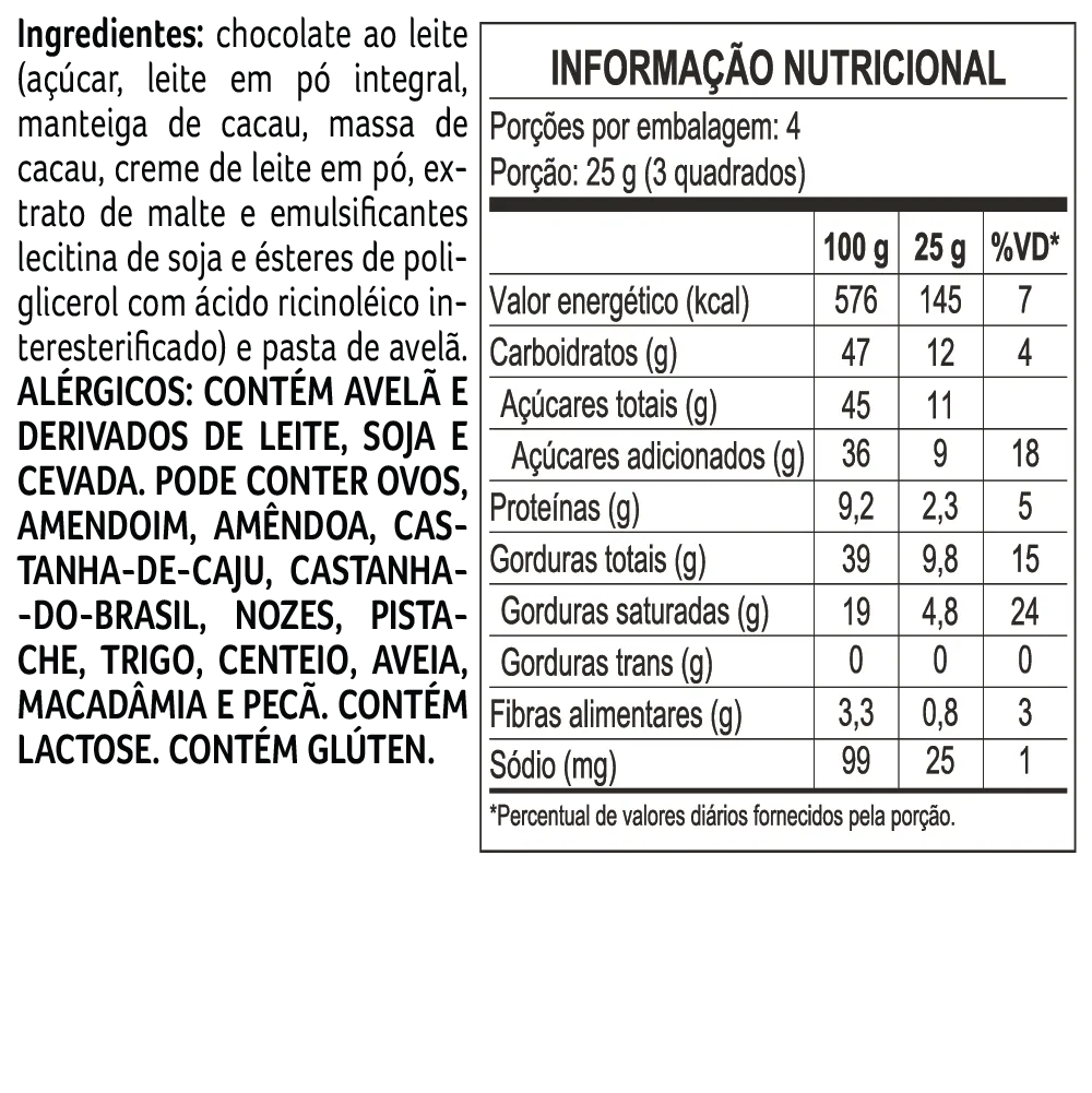 Tablete laCreme de Chocolate ao Leite e Avelã 100g - foto 2