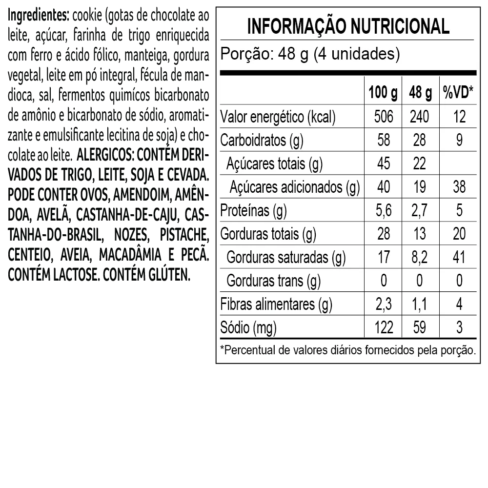 Cookies Banhado com Gotas de Chocolate ao Leite 48g - foto 2