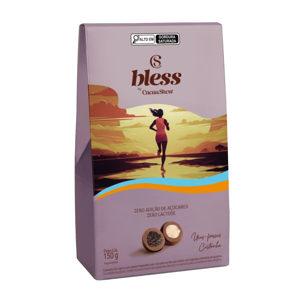 Drageado Bless Zero Açúcar e Zero Lactose de Uva com Castanhas 150g - foto 1