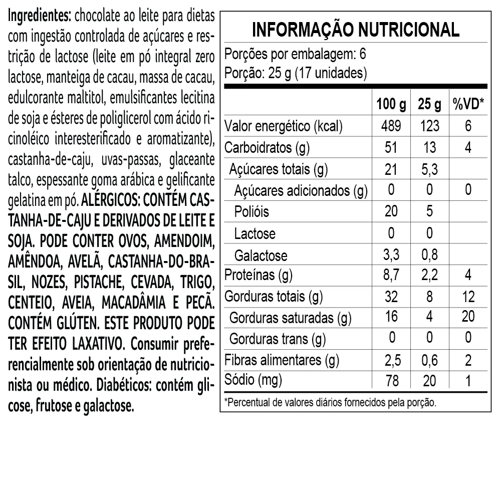 Drageado Bless Zero Açúcar e Zero Lactose de Uva com Castanhas 150g - foto 2