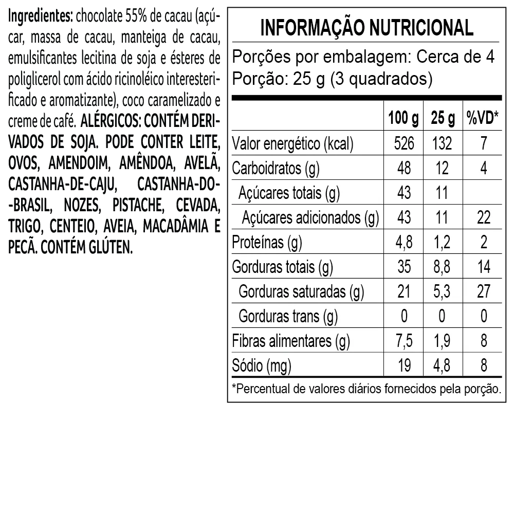 Tablete Bendito Cacao 55% Cacau com Coco e Café 100g - foto 2