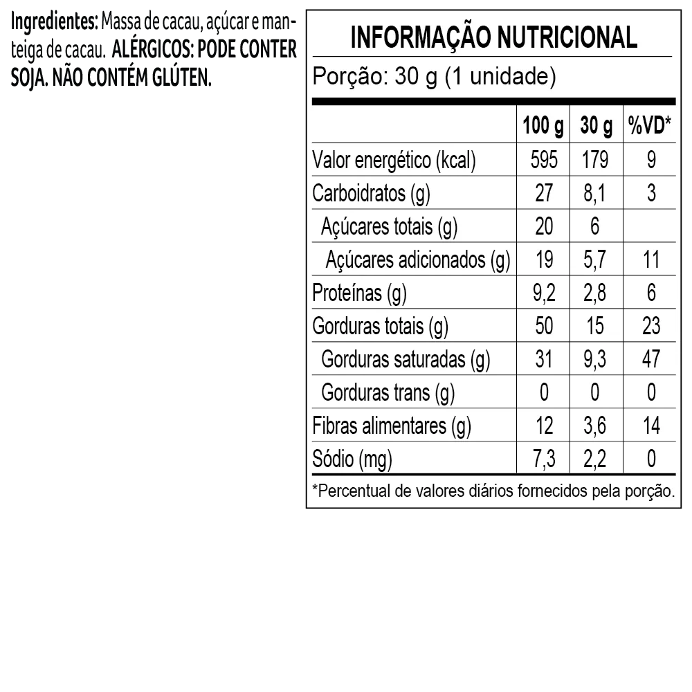 Tablete de Chocolate Intenso Bendito Cacao 80% 30g - foto 2